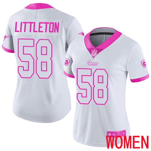 Los Angeles Rams Limited White Pink Women Cory Littleton Jersey NFL Football #58 Rush Fashion->los angeles rams->NFL Jersey